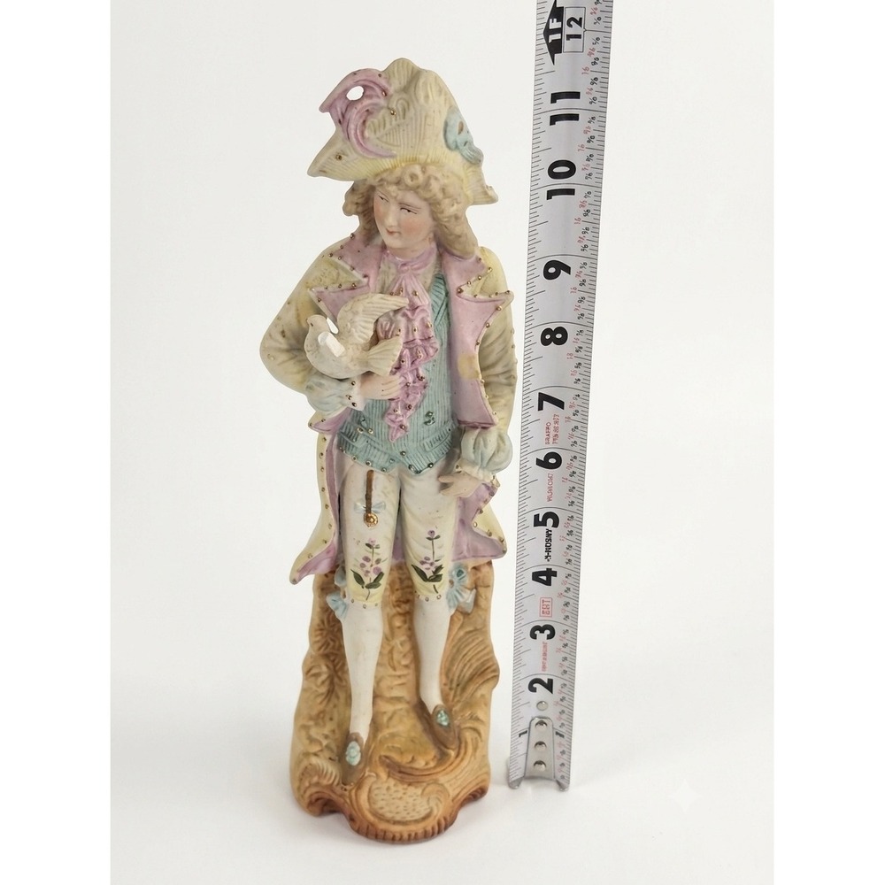Vintage Made in Japan Porcelain Gentleman Dove Figurine 11" Rococo Victorian